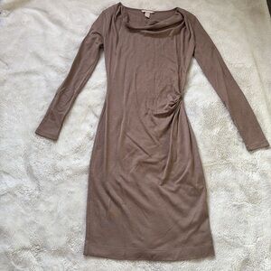 Banana Republic Ruched Knit Midi Dress – Size XS | Brown Neutral | Cowl Neck |